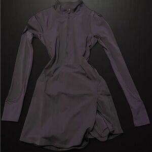 lululemon athletica Long Sleeve Quarter-Zip Dress in Charcoal Gray